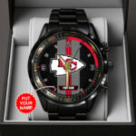 Personalized Kansas City Chiefs Black Stainless Steel Watch - TANTN16020