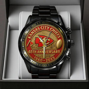 Kansas City Chiefs 65th Anniversary 2025 Black Stainless Steel Watch - TANTN16503