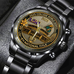 LSU Tigers Baseball 2025 National Champions Black Stainless Steel Watch - HOATT 11751