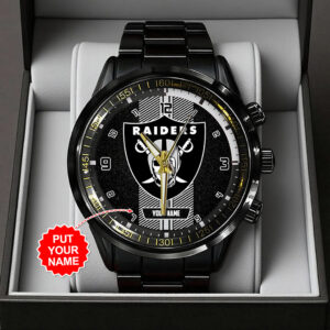 Personalized Las Vegas Raiders Black Stainless Steel Watch - TANTN16022