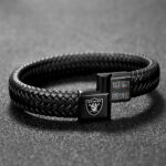 Las Vegas Raiders Crucial Catch 2025 Braided Leather Bracelet - TANTN15909