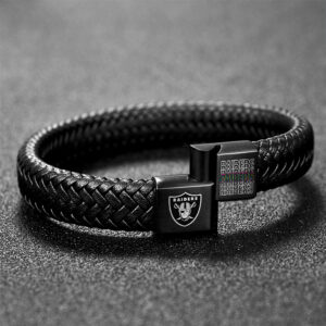 Las Vegas Raiders Crucial Catch 2025 Braided Leather Bracelet - TANTN15909