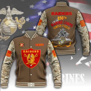 Las Vegas Raiders x US Marine Corps 250th Anniversary Varsity Jacket – MAITM12787