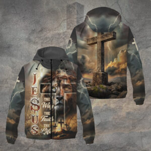 Lion Cross Resurrection Christian 3D Windbreaker Jacket - TANTN16195