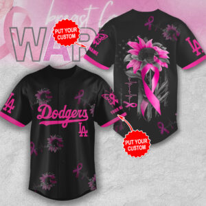 Personalized Los Angeles Dodgers x Breast Cancer Awareness Baseball Jersey - MAITM12926