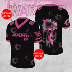 Personalized Los Angeles Rams x Breast Cancer Awareness 3D Football Jersey - MAITM12853