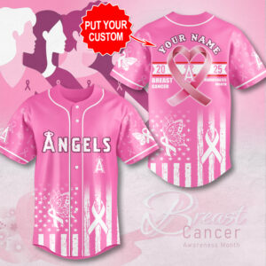 Personalized Los Angeles Angels x Breast Cancer Awareness 2025 Baseball Jersey - MAITM13026