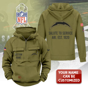 Personalized Los Angeles Chargers 2025 Salute to Service 2D Vintage Quarter Zip Hoodie - TANTN16745
