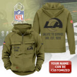 Personalized Los Angeles Rams 2025 Salute to Service 2D Vintage Quarter Zip Hoodie - TANTN16746