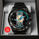 Personalized Miami Dolphins Black Stainless Steel Watch - TANTN16026