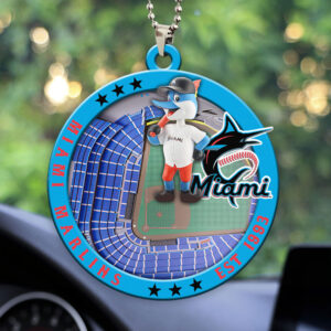 Miami Marlins Custom shape 2-sided Acrylic Car Ornament - HOATT13046