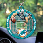 Miami Dolphins Custom shape 2-sided Acrylic Car Ornament - HOATT12587