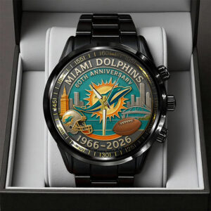Miami Dolphins Black Stainless Steel Watch - TANTN16805
