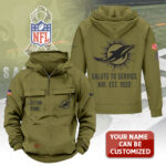 Personalized Miami Dolphins 2025 Salute to Service 2D Vintage Quarter Zip Hoodie - TANTN16747