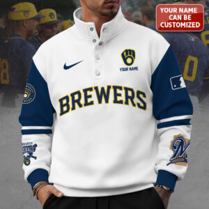 Personalized Milwaukee Brewers 3D Snap Button Collar Sweatshirt - TANTN16505