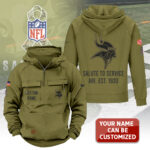 Personalized Minnesota Vikings 2025 Salute to Service 2D Vintage Quarter Zip Hoodie - TANTN16748
