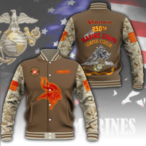 Minnesota Vikings x US Marine Corps 250th Anniversary Varsity Jacket – MAITM12791