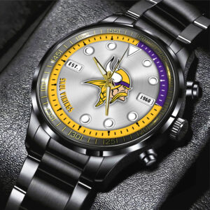 Minnesota Vikings Black Stainless Steel Watch - HOATT12952