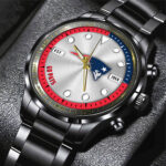 New England Patriots Black Stainless Steel Watch - HOATT12953