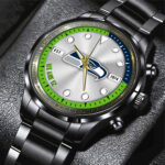 Seattle Seahawks Black Stainless Steel Watch - HOATT12960