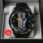 Personalized New England Patriots Black Stainless Steel Watch - TANTN16028