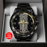 Personalized New Orleans Saints Black Stainless Steel Watch - TANTN16021