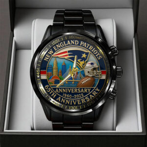 New England Patriots Black Stainless Steel Watch - TANTN15904