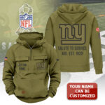 Personalized New York Giants 2025 Salute to Service 2D Vintage Quarter Zip Hoodie - TANTN16751