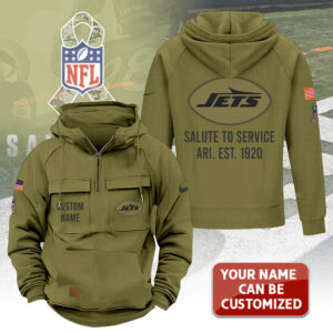 Personalized New York Jets 2025 Salute to Service 2D Vintage Quarter Zip Hoodie - TANTN16752