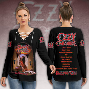 Ozzy Osbourne Women’s Long Sleeve Neckline Tie Sweatshirt – HOATT12930