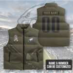 Personalized Philadelphia Eagles x Salute To Service 2025 3D Sleeveless Down Jacket - TMTHU1133