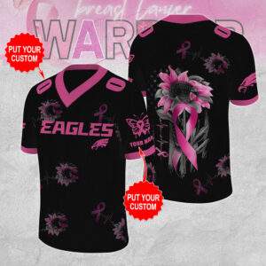 Personalized Philadelphia Eagles x Breast Cancer Awareness 3D Football Jersey - MAITM12860
