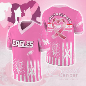 Philadelphia Eagles x Breast Cancer Awareness 2025 3D Football Jersey - MAITM12892