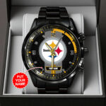 Personalized Pittsburgh Steelers Black Stainless Steel Watch - TANTN16033