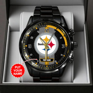 Personalized Pittsburgh Steelers Black Stainless Steel Watch - TANTN16033