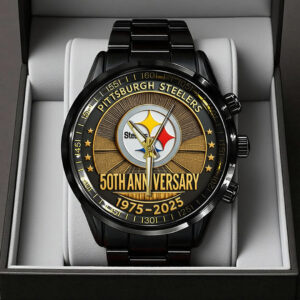 Pittsburgh Steelers The Terrible Towel 2025 Black Stainless Steel Watch - TANTN16139