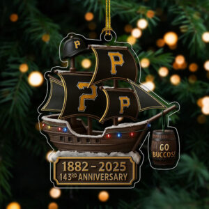 Pittsburgh Pirates 143th Anniversary Custom Shape Clear 1-side Printed Acrylic Ornament - TMTHU994
