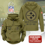 Personalized Pittsburgh Steelers 2025 Salute to Service 2D Vintage Quarter Zip Hoodie - TANTN16754