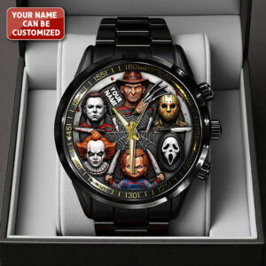 Personalized Scary Halloween Horror Movies Black Stainless Steel Watch - TANTN15882