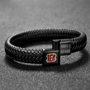 Cincinnati Bengals Crucial Catch 2025 Braided Leather Bracelet - TANTN15915