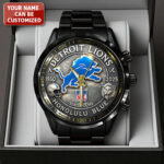 Personalized Detroit Lions 95th Anniversary 2025 Black Stainless Steel Watch - TANTN16208