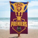 Brisbane Lions Premiers 2025 Rectangle Beach Towel - TANTN16898