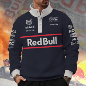 Red Bull Racing 3D Snap Button Collar Sweatshirt - TANTN16922