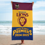 Brisbane Lions Premiers 2025 Rectangle Beach Towel - TANTN16924