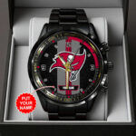 Personalized Tampa Bay Buccaneers Black Stainless Steel Watch - TANTN16031