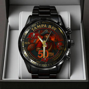Tampa Bay Buccaneers 50th Anniversary 2026 Black Stainless Steel Watch - TANTN15980