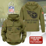 Personalized Tennessee Titans 2025 Salute to Service 2D Vintage Quarter Zip Hoodie - TANTN16758