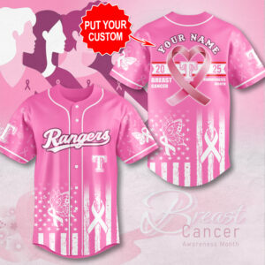 Personalized Texas Rangers x Breast Cancer Awareness 2025 Baseball Jersey - MAITM13041