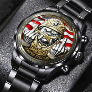 US Marine Corps Black Stainless Steel Watch - MAITM 12464