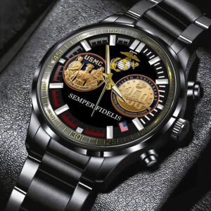 US Marine Corps Black Stainless Steel Watch - HOATT 11962